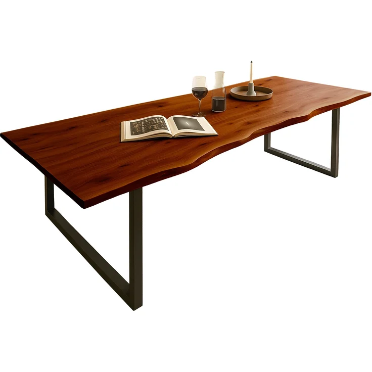 Esstisch Baumkante massiv Akazie nussbaum 280 x 100 schwarz QUINN 80664168 – Bild 2