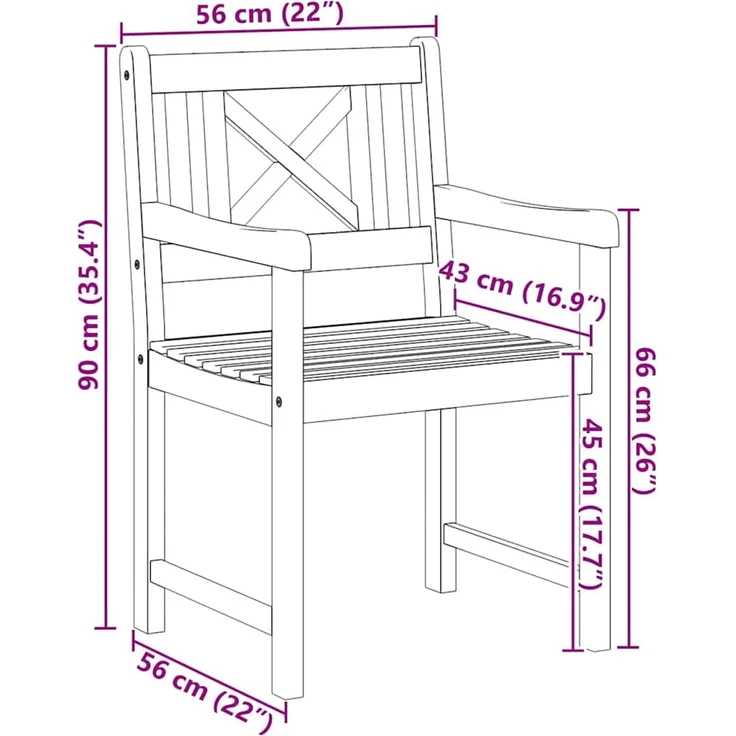 vidaXL Gartenstuhl 8 pcs 56 x 56 x 90 cm Massivholz Akazie 3324848 – Bild 9