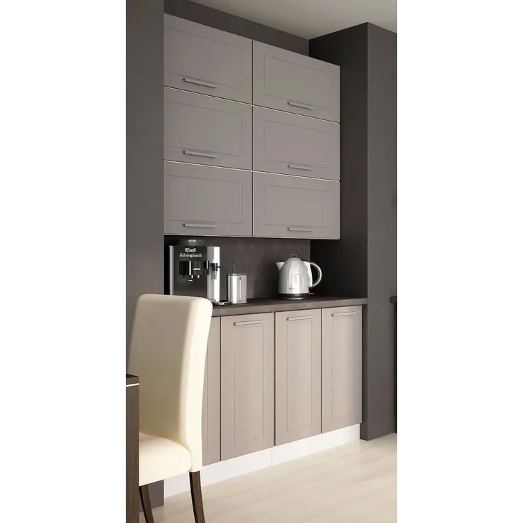 Küchenzeile ""Kvantum"" Nischenküche 8-teilig 120cm artisan eiche Front MDF beige matt