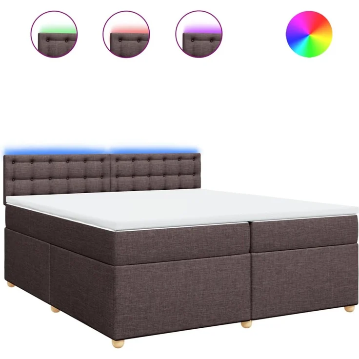 vidaXL Boxspringbett mit Matratze Dunkelbraun 200x200 cm Stoff 3289104 – Bild 2