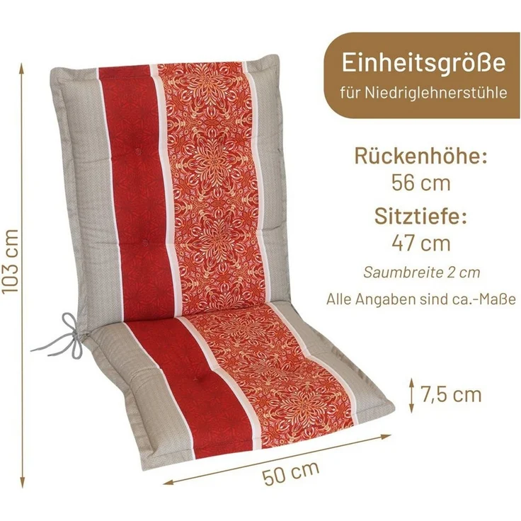Herlag Polsterauflage Valeria, Niedriglehner 103 x 50 x 7,5 cm, Design-Edition – Bild 2