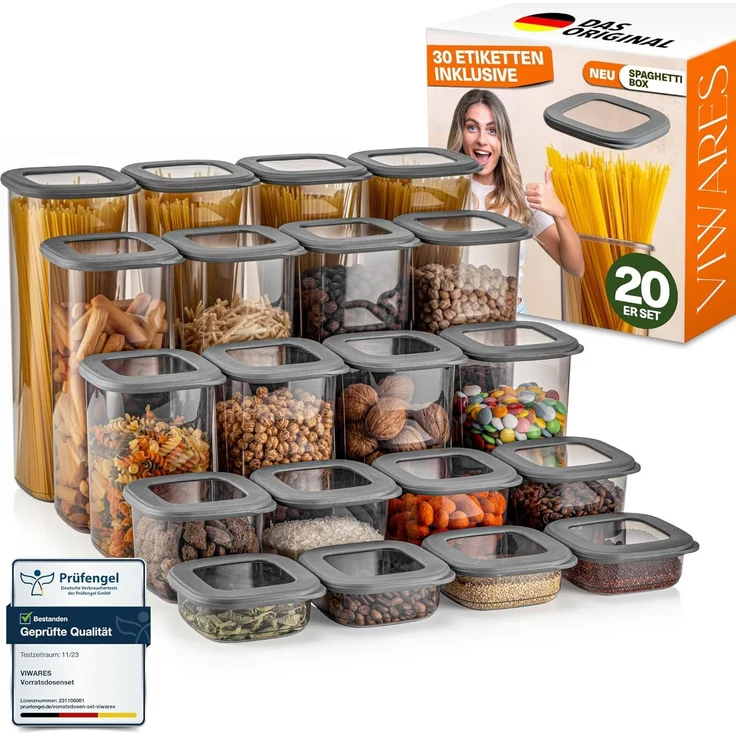 Viwares Vorratsdosen mit Deckel Luftdicht, 20er Vorratsbehälter Set BPA-Frei, Vorratsdose zur Müsli Mehl Aufbewahrung Küche, Praktische Organizer Küche, Frischhaltedosen für Lebensmittelaufbewahrung – Bild 1