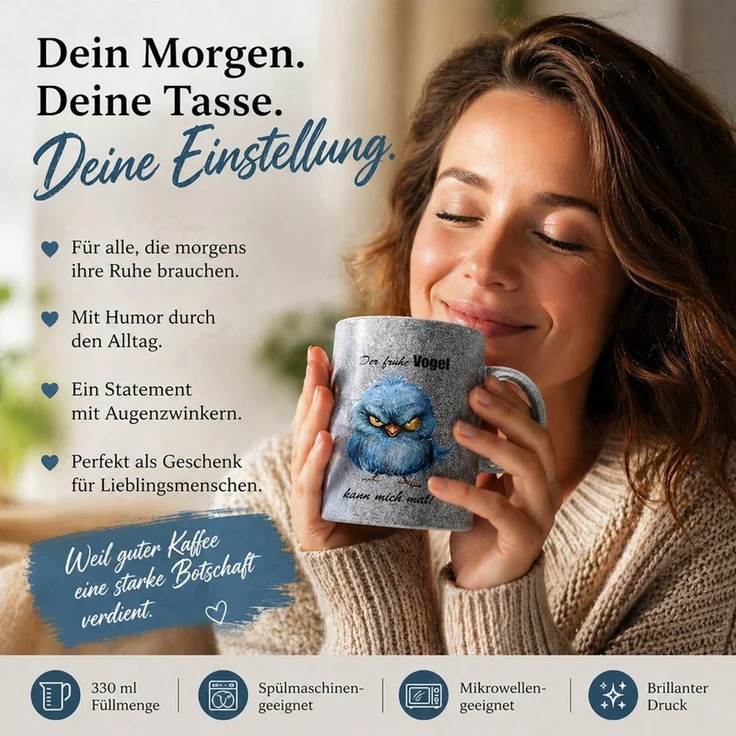 Camolo Tasse Der Frühe Vogel kann mich mal!, Keramik – Bild 3