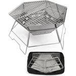 Origin Outdoors 'Hexagon' Grill- und Feuerschale, Edelstahl Silber, 45 x 52 x 22,5 cm