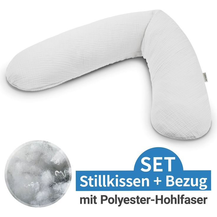Theraline Stillkissen Das Original, 190 cm, Polyesterhohlfaser-Füllung, Musselin Bezug in Lichtgrau