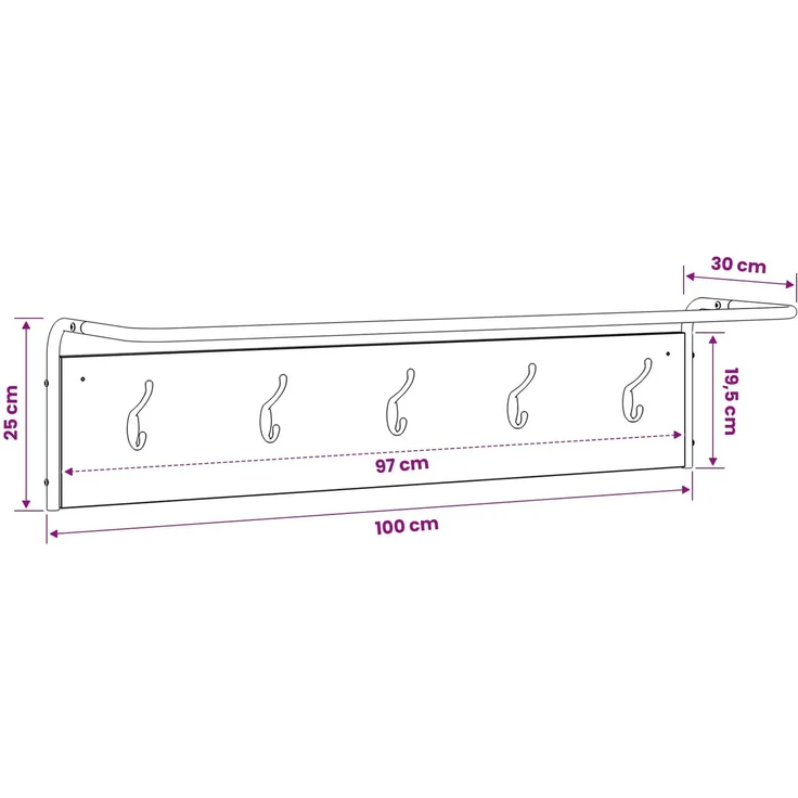 vidaXL Garderobenständer 100 x 30 x 25 cm Sonoma-Eiche Holzwerkstoff 8014089 – Bild 6