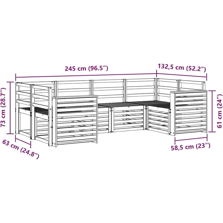 vidaXL Outdoor-Sofagarnitur 6 stk. 6-Sitzer Natur Massivholz Akazie 3384780 – Bild 3