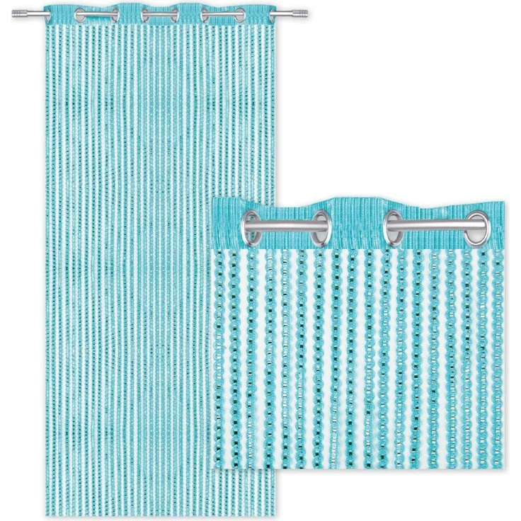 Arsvita Fadenvorhang Metallik-Optik mit Ösen, Türvorhang 140x250cm (Türkis) – Bild 2