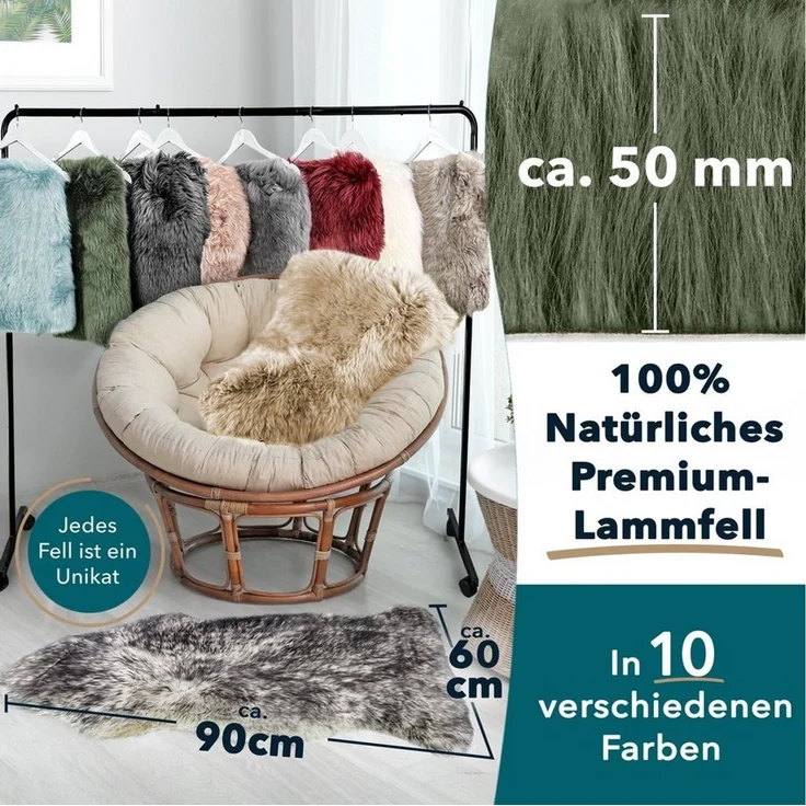 Kubus Fellteppich Echtfell Willow, Echtfell – Bild 3