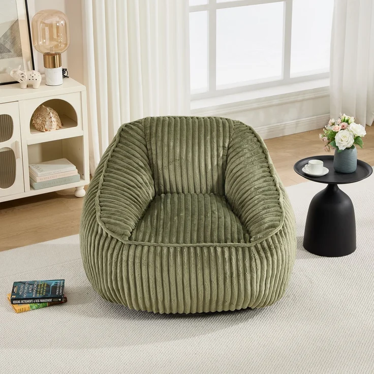 Sitzsack-Sessel, 1 Stück, aus Cord in Smaragdgrün,73x98x92 cm – Bild 2
