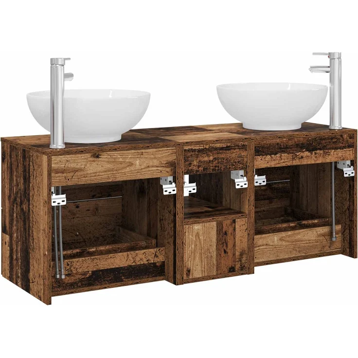 vidaXL Badezimmerschrank-Set 3 stk. Altholz 129 x 44,5 x 80 cm 3405905 – Bild 8