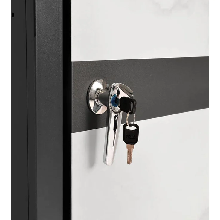 1er Mülltonnenverkleidung HWC-J82, Mülltonnenbox, erweiterbar, Metall 32kg, anthrazit ~ Marmor-Optik hell – Bild 6