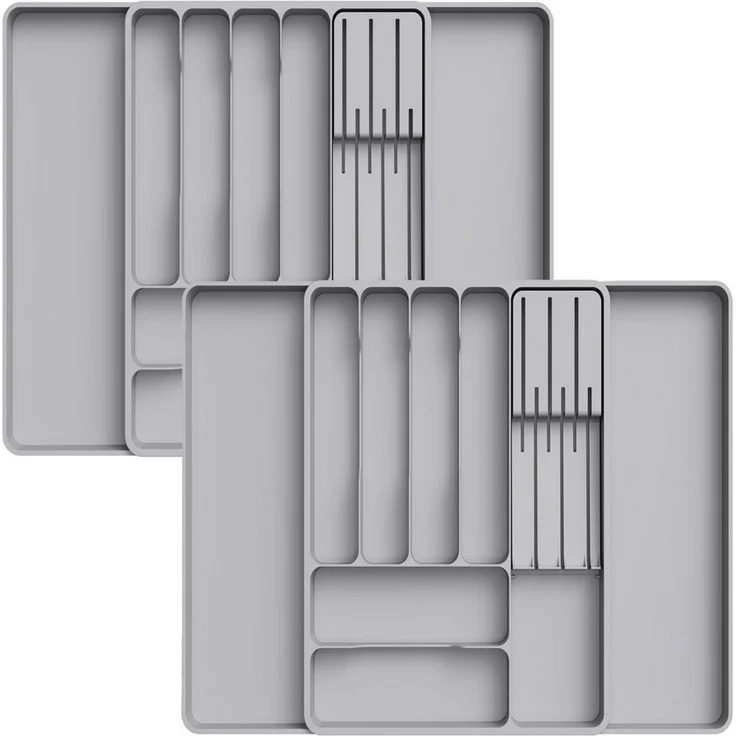 Lifewit Besteckeinsatz Erweiterbarer Besteckkasten mit herausnehmbarem Messerblock (2 St) – Bild 2