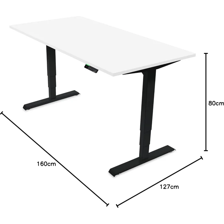 Desktopia Pro X - Elektrisch höhenverstellbarer Schreibtisch / Ergonomischer Tisch mit Memory-Funktion, Weiß, Gestell Schwarz, 160x80 cm – Bild 2