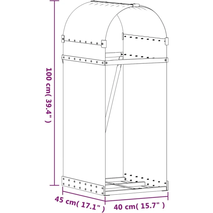 vidaXL Kaminholzunterstand Hellgrau 40x45x100 cm Verzinkter Stahl 364547 – Bild 8