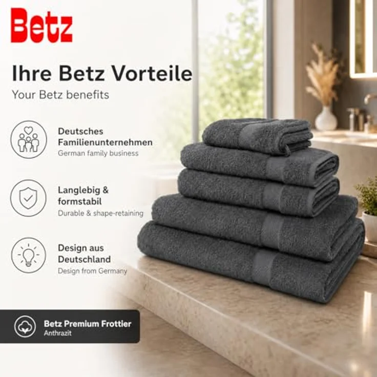 Betz Handtuch Set 5-TLG. Premium 1 Duschtuch 2 Handtücher 1 Gästetuch 1 Waschhandschuh, 100% Baumwolle – Bild 10