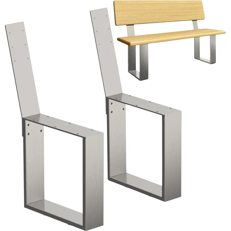 DanDiBo 2x Bankgestell mit Lehne Edelstahl Metall Set DIY Bank Füße Bankkufen Bankbeine 96632 Sitzgestell für Gartenbank Robust Stabil