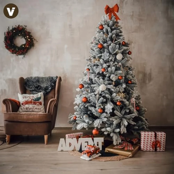 VIVANNO Künstlicher Weihnachtsbaum Künstlicher Weihnachtsbaum Premium Nordmanntanne mit Schnee 150 cm, Nordmanntanne – Bild 8