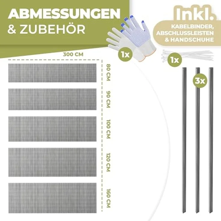 KESSER® PVC Sichtschutzmatte Sichtschutzzaun 120x300 cm | Balkonverkleidung Windschutz | verstärkte Lamellen für Garten Balkon & Terrasse | Balkonumrandung inkl. Kabelbindern & Abdeckung Hellgrau – Bild 7