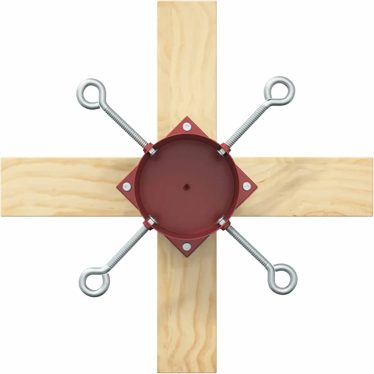 vidaXL Weihnachtsbaumständer Rot 50 x 50 x 16 cm Massives Kiefernholz 42019195 – Bild 6