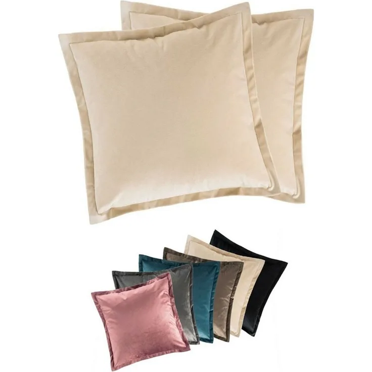 MOON Heimtextilien Kissenhülle 2er Pack 40x40 cm Kissenbezug edle Samt Optik Moon Flora
