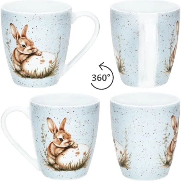 Ritzenhoff & Breker Becher Ritzenhoff Kaffeebecher Bunny blau 300 ml Porzellan Hase Ostergeschirr, Porzellan – Bild 4