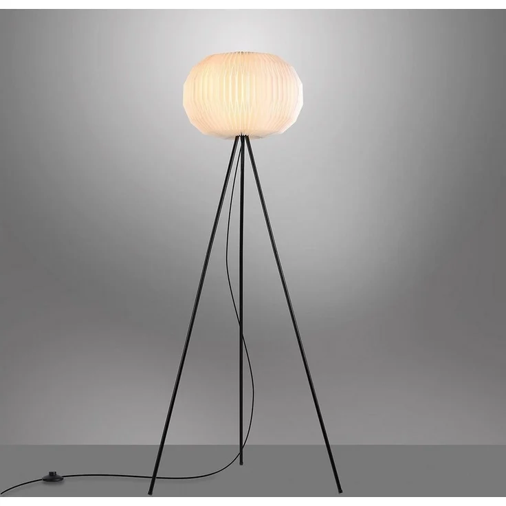 JUST LIGHT Stehlampe PAPEL, 1-flammig, Schwarz, Weiß, Metall, ohne Leuchtmittel, Lampenschirm aus Kunststoff, Ø 45 x H 150 cm – Bild 2