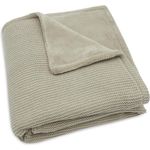 Jollein Babydecke Kuscheldecke 75x100 cm Basic knit Olive Green/Fleece