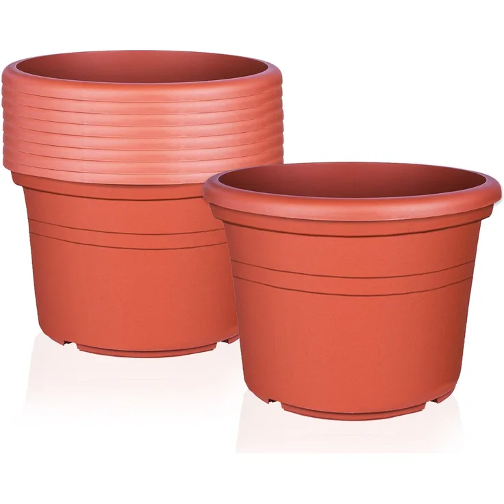 BigDean 9X Blumentopf Ø 40 cm Farbe Terrakotta Kunststoff Pflanztopf Containertopf Übertopf Pflanzkübel rund 40 x 28 cm