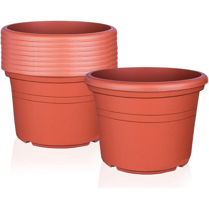 BigDean 9X Blumentopf Ø 40 cm Farbe Terrakotta Kunststoff Pflanztopf Containertopf Übertopf Pflanzkübel rund 40 x 28 cm – Bild 1