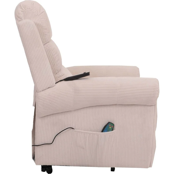 Fernsehsessel HWC-K63, Relaxsessel, Liegefunktion Aufstehhilfe Massage Heizfunktion, Stoff (220g/m²) Cord ~ creme-weiß – Bild 7