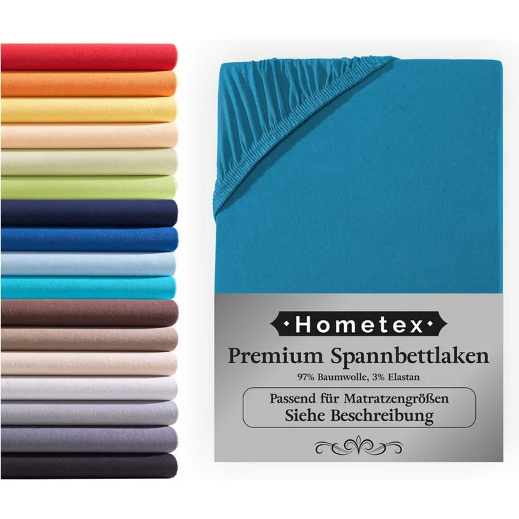 Hometex Premium Textiles Spannbettlaken Premium Boxspringbett Spannbetttuch ideal für Wasserbett und Matratzen, Jersey, Gummizug: Rundumgummizug, Spannbettlaken Premium Qualität 190 g/m², Gekämmte Baumwolle – Bild 1