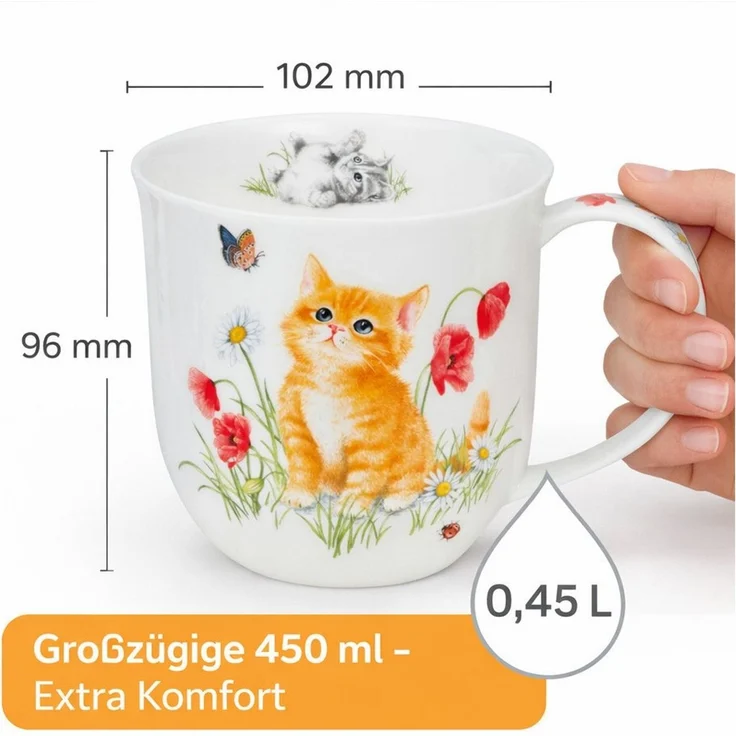 Dunoon Tasse Kaffeetasse 450 ml Cumbrae Kittens Becher Bone China mit Katzenmotiv, 1-tlg, Porzellan, Spülmaschinengeeignet – Bild 3