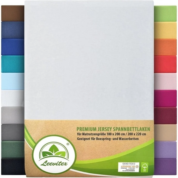 leevitex® Spannbettlaken Premium 195, Gummizug: Rundum, blickdicht, Anti-Pilling, 97% Baumwolle, 3% Elasthan, 40 cm Steg – Bild 4