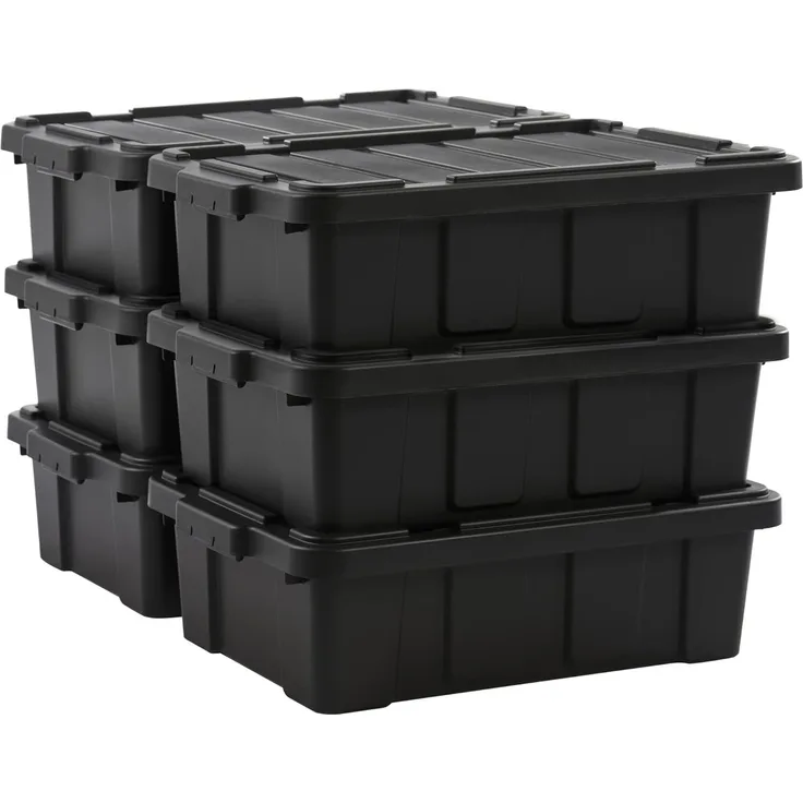 Iris Ohyama Heavy Duty Organisation Boxes, 25L, 6er-Set, Rot, Kompakt, Robust, Stapelbar, Aufbewahrungsbox, Für Garage, Regale, Umzug, Plastik, Utility, Werkzeugkiste, DDSKT-230