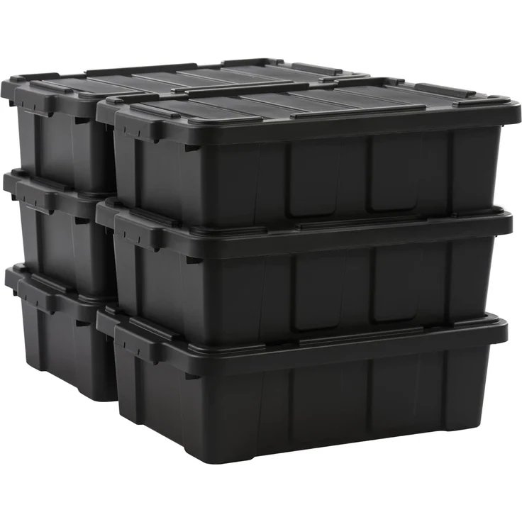 Iris Ohyama Heavy Duty Organisation Boxes, 25L, 6er-Set, Rot, Kompakt, Robust, Stapelbar, Aufbewahrungsbox, Für Garage, Regale, Umzug, Plastik, Utility, Werkzeugkiste, DDSKT-230
