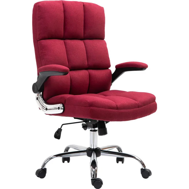 MCW Bürostuhl Rot, Ergonomisch mit verstellbaren Armlehnen, 73x120x72 cm, Drehstuhl für Arbeitszimmer