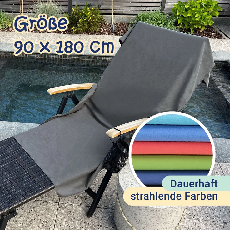 ZOLLNER Sporthandtuch Mikrofaser, 90x180 cm, anthrazit, mit praktischer Transporttasche – Bild 4