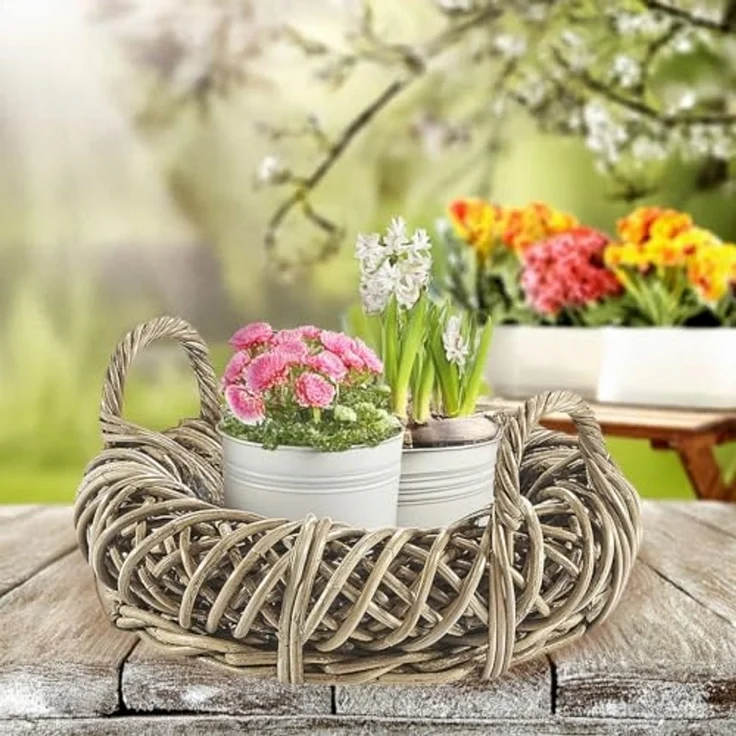 Kobolo Pflanzkübel Pflanzschale aus Rattan - Kubu grey mit Folie – Bild 2