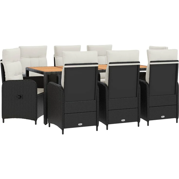 vidaXL Outdoortisch-Set 9 stk. Schwarz und Cremeweiß 190 x 90 x 75 cm 3422277 – Bild 2