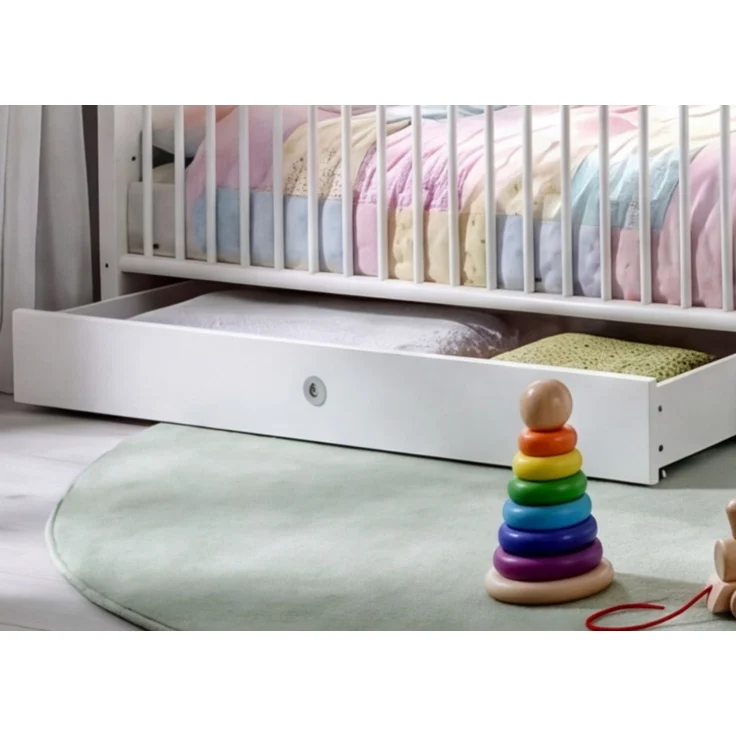 Babyzimmer-Set Zubehör: Bettschubkasten für Babybett, Landhausstil Weiß – Bild 2