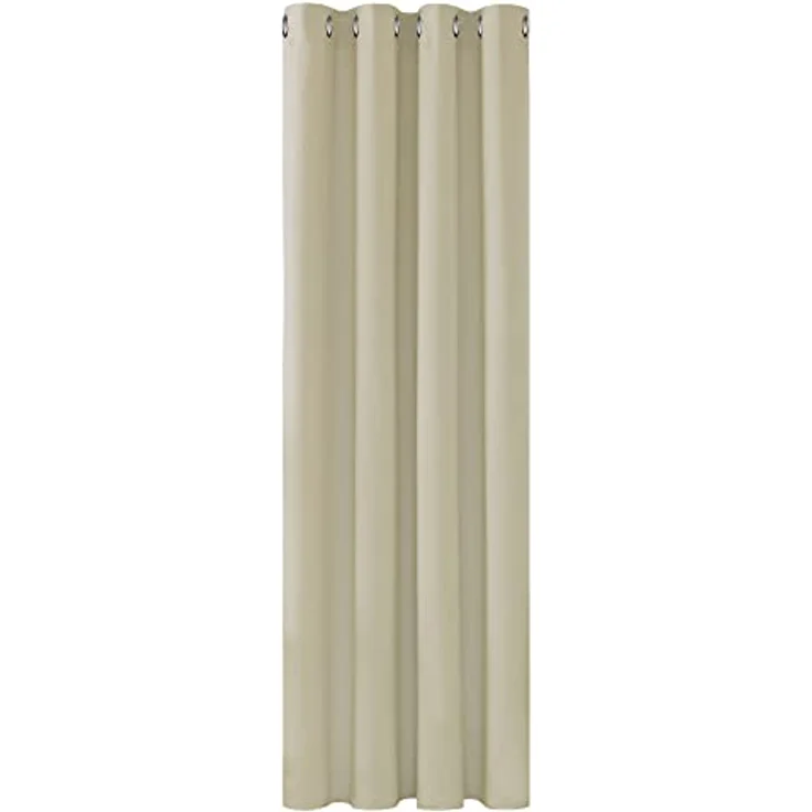 Deconovo Gardinen mit Ösen Verdunkelungsvorhang Sichtschutz Curtains Beige | 1 Stück, H160 x B132 cm, Thermogardine Hitzeschutz, Sichtschutz, Vorhänge für Wohnzimmer und Schlafzimmer, Thermol Curtain – Bild 1