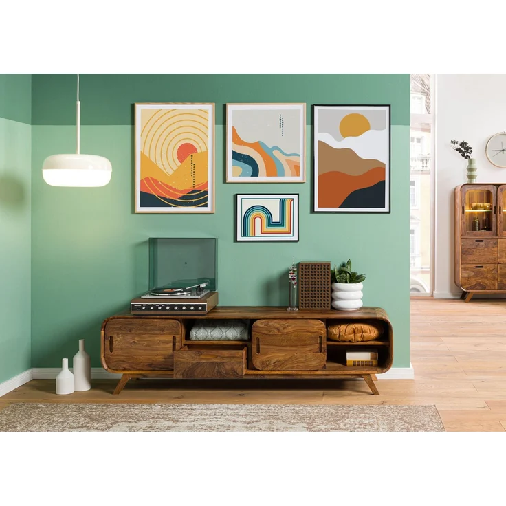 TV-Board Sheesham 173 x 40 x 48 hellbraun lackiert MAILAND #126 – Bild 4