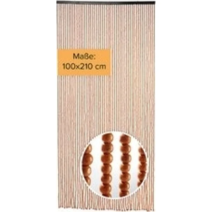 Kobolo Türvorhang Perlenvorhang CHOCO Holzperlen braun 50 Stränge (1 St), Ösen, halbtransparent – Bild 6