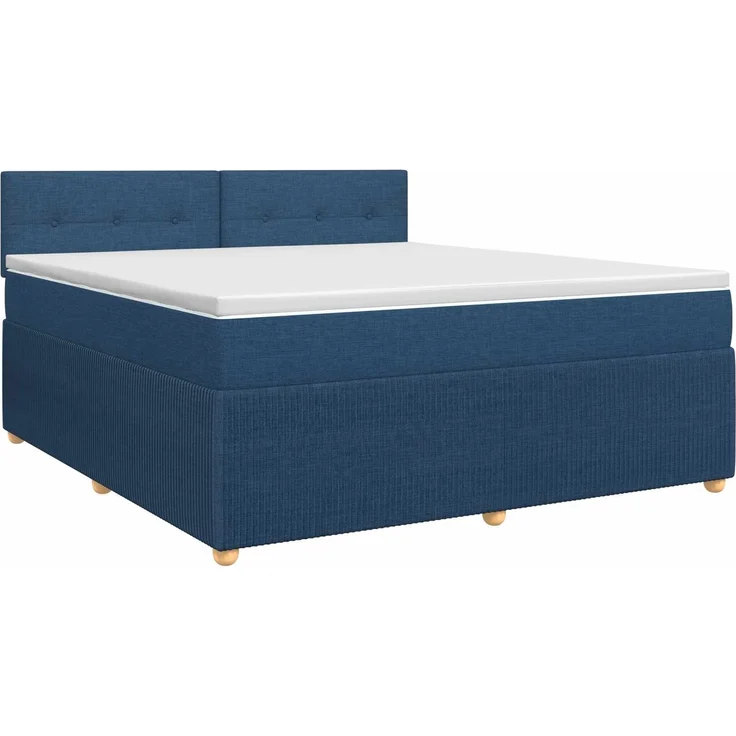 vidaXL Boxspringbett mit Matratze mit Kopfteil Blau 140 x 190 cm Stoff 3451467 – Bild 2
