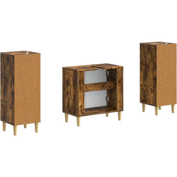 vidaXL 3-teiliges Badezimmer-Schranksystem DELFT 3 stk. Raucheiche 3418031 – Bild 5