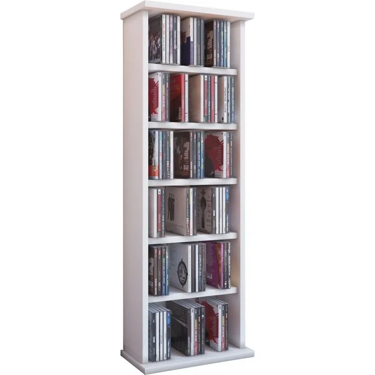 VCM CD / DVD Media Regal Vostan 25245 Weiß H. 92 x B. 31 x T. 18 cm