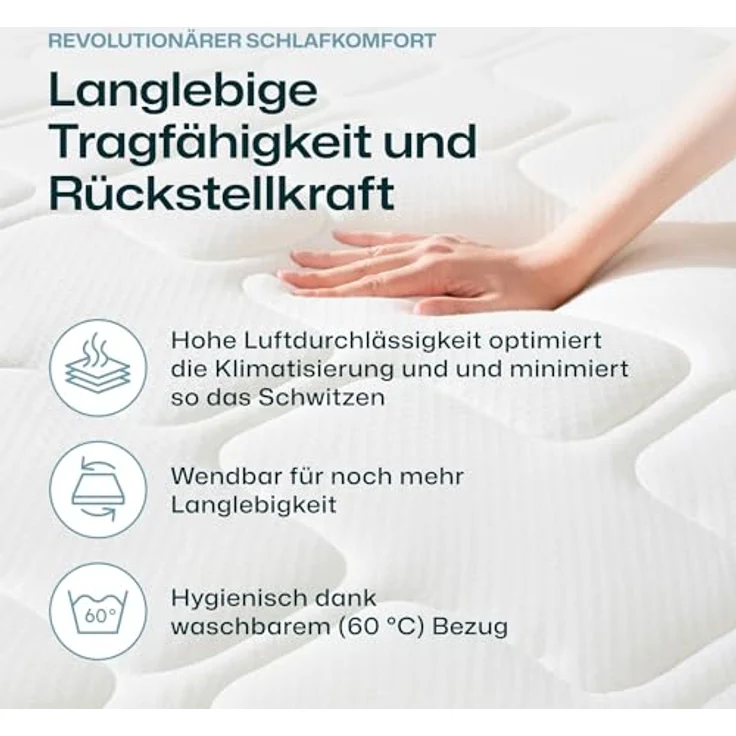 Komfortschaummatratze Comfortmatratze Ravo-PUR® mit RAVOTEX Funktio.., RAVENSBERGER Matratzen, 19 cm hoch, Ergonomisch, hohe Elastizität + Haltbarkeit, 7 Zonen, Made in Germany – Bild 6