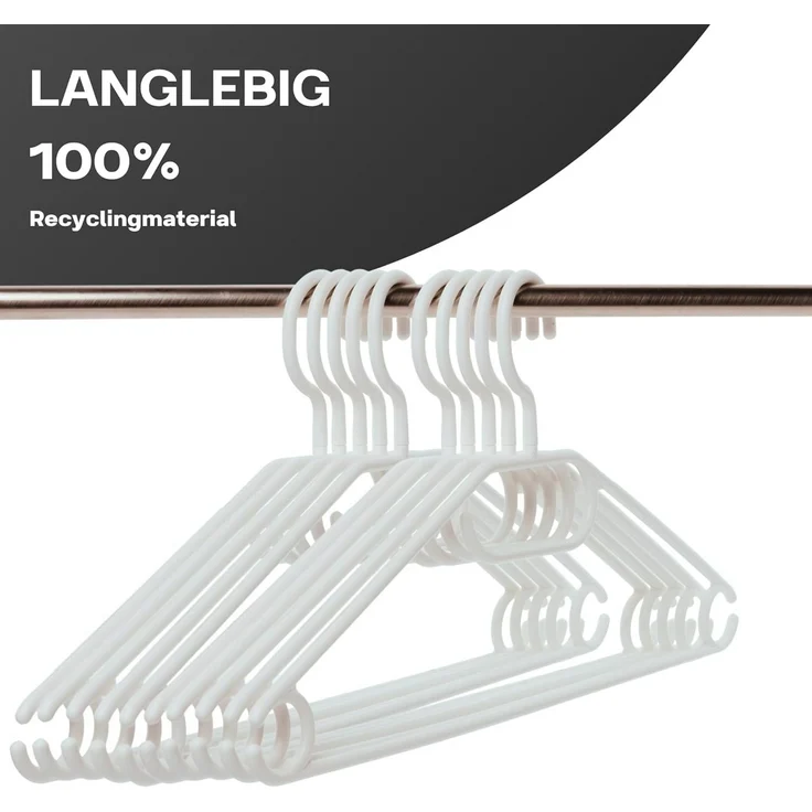 2friends Kleiderbügel Elegant Weiß Kleiderbügel 20 Stück - Platzsparend, mit 360° Drehbarem Haken, Premium Kunststoffbügel, rutschfest – Bild 2