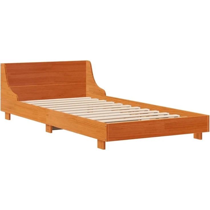 Einzelbetten, Betten für Erwachsene, Massivholzbett ohne Matratze Wachsbraun 75x190 cm Kiefernholz de4228 – Bild 3